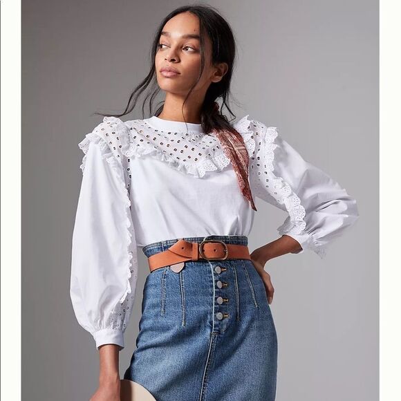 NWT Anthropologie Caty Ruffled Eyelet Blouse XL B-1149 - Picture 2 of 9